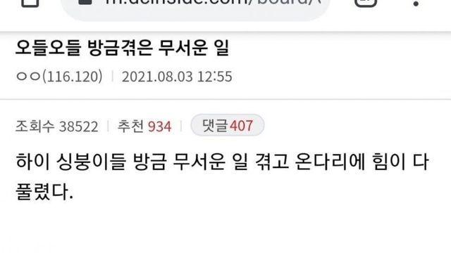 어느 디시인의 오싹한 경험 썰