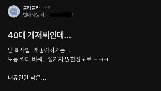 구내식당 영양사가 예뻐 죽겠다는 40대 현대차 개저씨