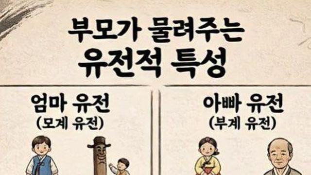 부모가 각각 물려주는 유전적 특징