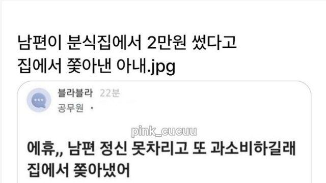 남편이 분식집에서 2만원 썼다고 쫓아낸 아내