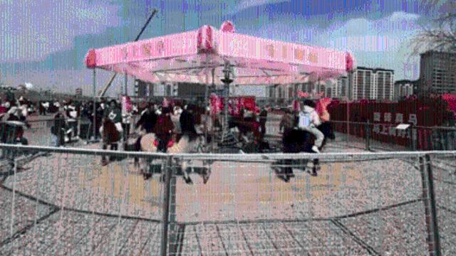 中서 살아있는 말로 '회전목마'…동물학대 논란에 운영 중단