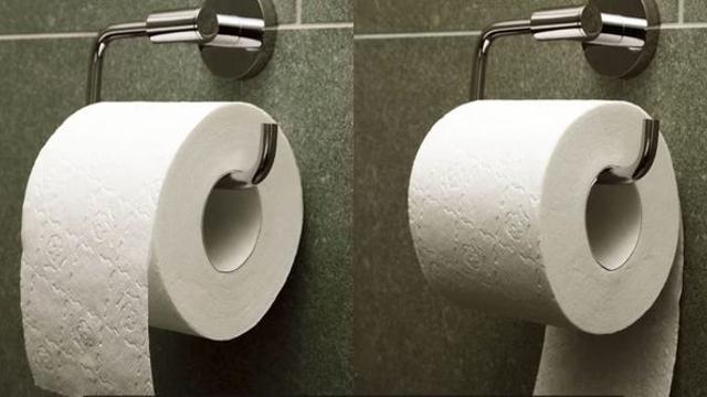 '두루마리 휴지 앞으로 걸까 뒤로 걸까?'