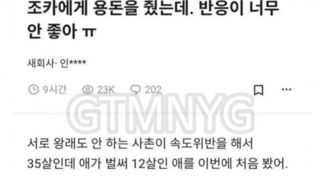 조카에게 용돈을 줬는데,반응이 너무 안좋아ㅠ