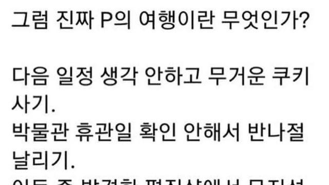 그럼 진짜 P의 여행이란 무엇인가?