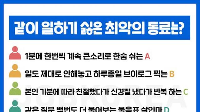직장인들이 꼽은 같이 일하기 싫은 동료 유형