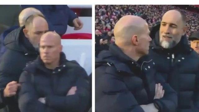 ‘가족도 속았다’ 토트넘 감독, ‘슬롯 대신 다른 대머리 코치에게 인사’ 착각 영상 해명