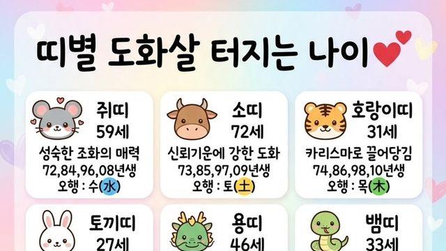 띠별 도화살 터지는 나이