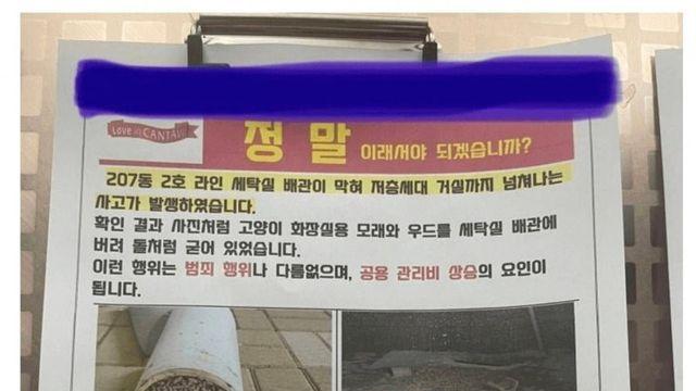고양이모래 변기에 버려 난리난 아파트