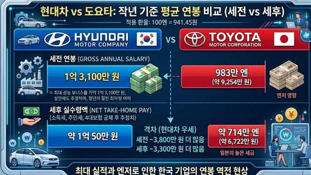 현대차 VS 도요타 연봉 비교