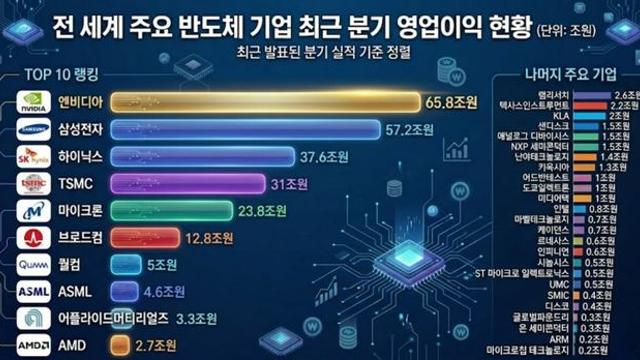 전세계 반도체 기업 최근 분기 영업이익