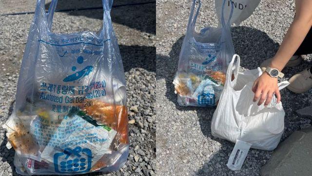 뜻밖의 곳에서 발견된 ‘안산시 종량제봉투’…김치·라면까지 한가득