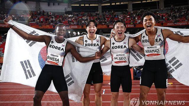 [아시안게임] 남자 400ｍ 계주, 2회 연속 동메달…38초43 한국기록(종합2보)