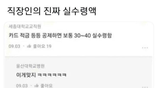 직장인의 진짜 실수령액