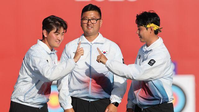 [나고야 2026] 김우진·이우석·김제덕, 흔들림 없는 '금빛 시위'…인도 꺾고 단체전 정상