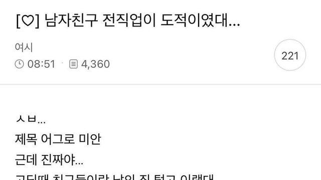 남자친구 전 직업이 도적이었대.jpg