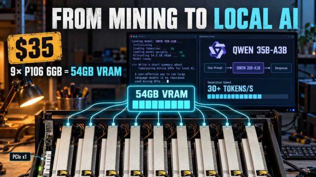 중고 채굴 장비를 로컬 AI 머신으로… 단돈 35달러에 VRAM 54GB 확보