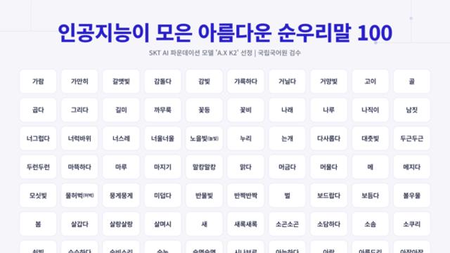 SKT, AI로 만든 말모이체·순우리말 100선 공개