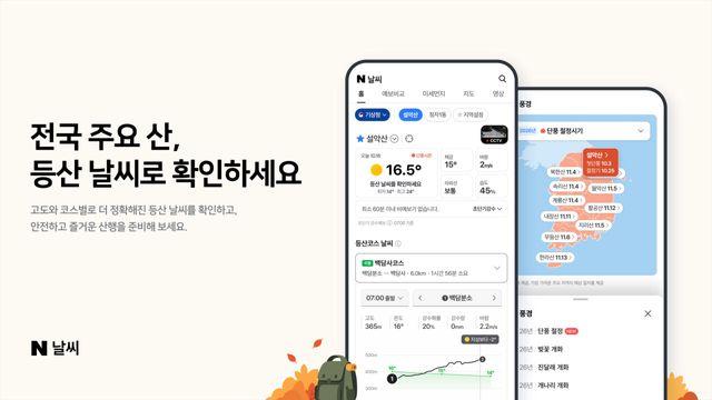 네이버, 301개 산 ‘등산 날씨’ 제공…코스별 기온·바람·강수 한눈에