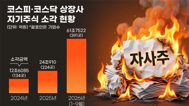 상장사, 자사주 62조 소각해 1년 새 156%↑…삼전닉스가 절반