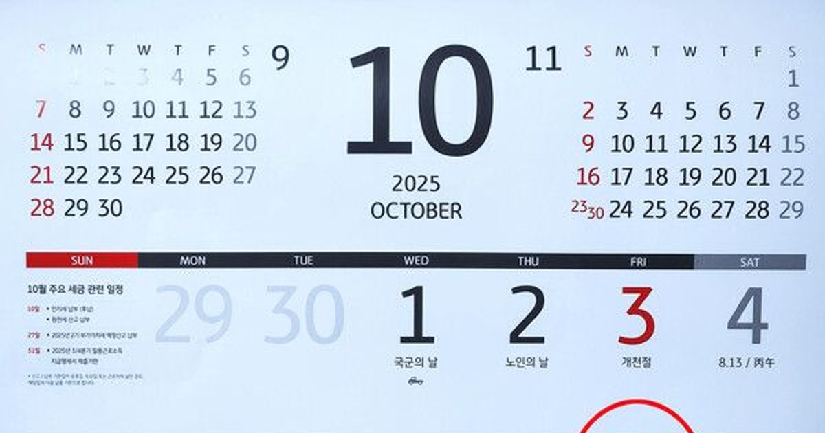 10월 10일 임시공휴일 지정 무
